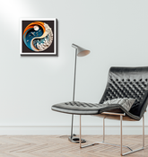 Wrapped canvas depicting the contrast between chorus and silence.